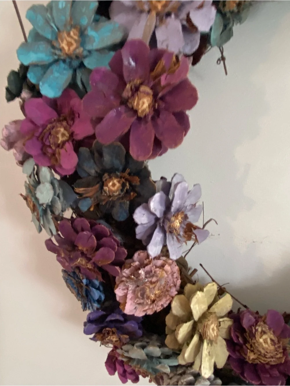 Pastels Floral Pinecone 20” Wreath Handcrafted